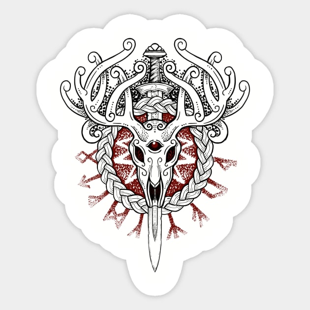 Deer viking skull Sticker by BlackForge